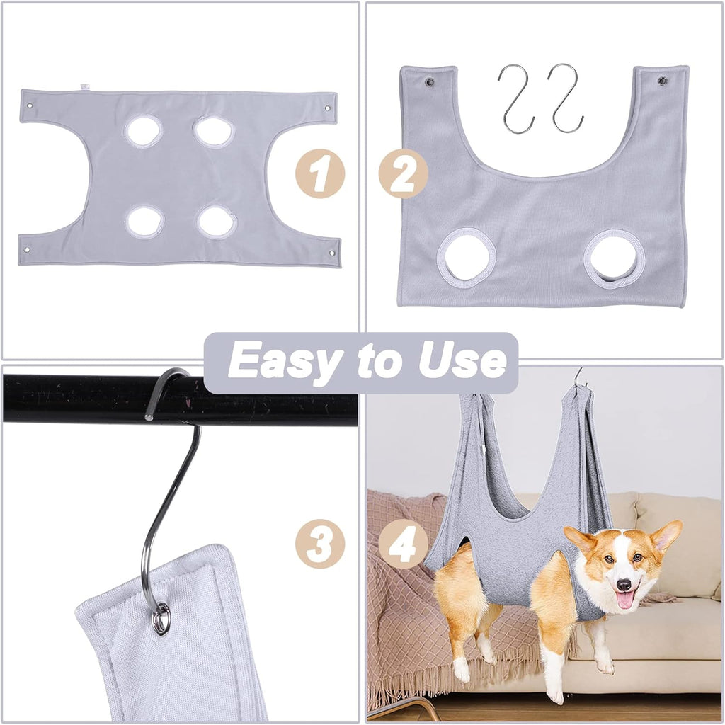 Pet Grooming Hammock,Pet Nail Clip Bag for Grooming,Bathing,Nail Cutting and Ear Removal,Dog Cat Hammock for Small Medium Dogs Cats Indoor,Pet Grooming Bag with Hangers and Fixing Pets(13.7Inch)